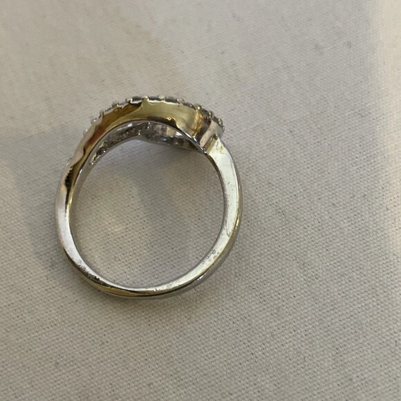 Teardrop Swirl Silver Tone Clear Stone Pinky Ring Size 4.75 Small Sparkle Child - Picture 11 of 12